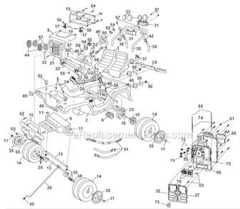 Page A Diagram and Parts List for 74450-9993  Power Wheels Ride-On Cars